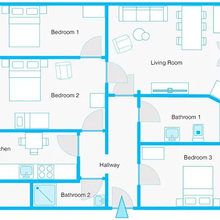 Apartment Boediker Budget Group Apartment, 3 Bedroom 1 Living Room, 2 Bathrooms, Ideal For 4 -9 Guests *